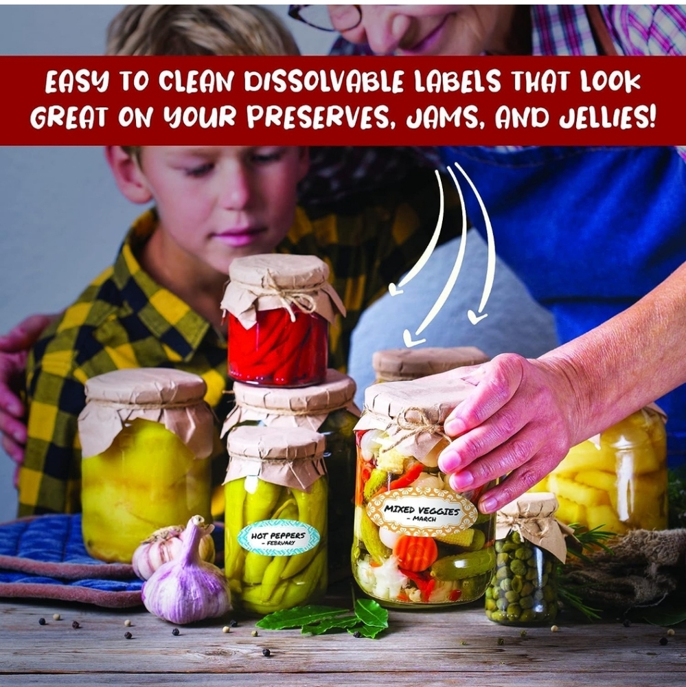 MESS Dissolvable Canning Labels for Jars - - 1x2.25 in. 150 Labels 🏷 - Picture 7 of 12